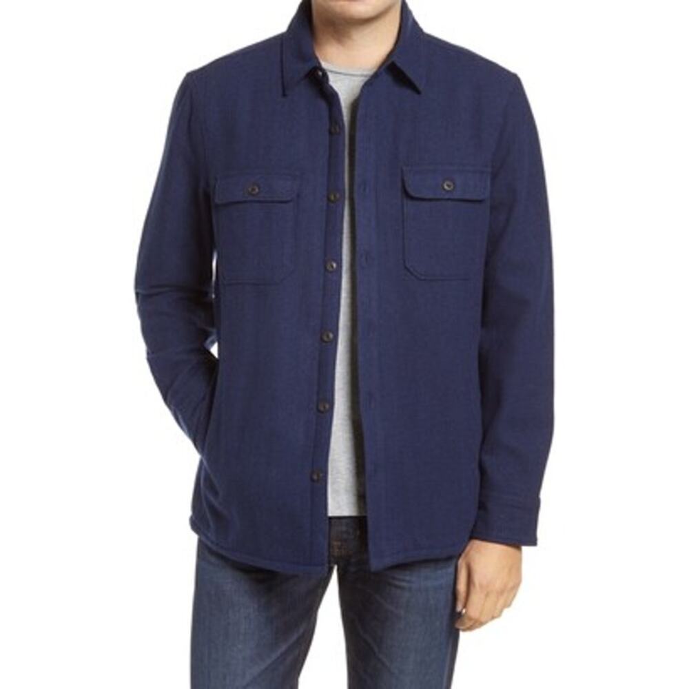 NWT 1901 Shirt Jacket Front Button Long Sleeve Collared Neck Navy Blue Size XXXL